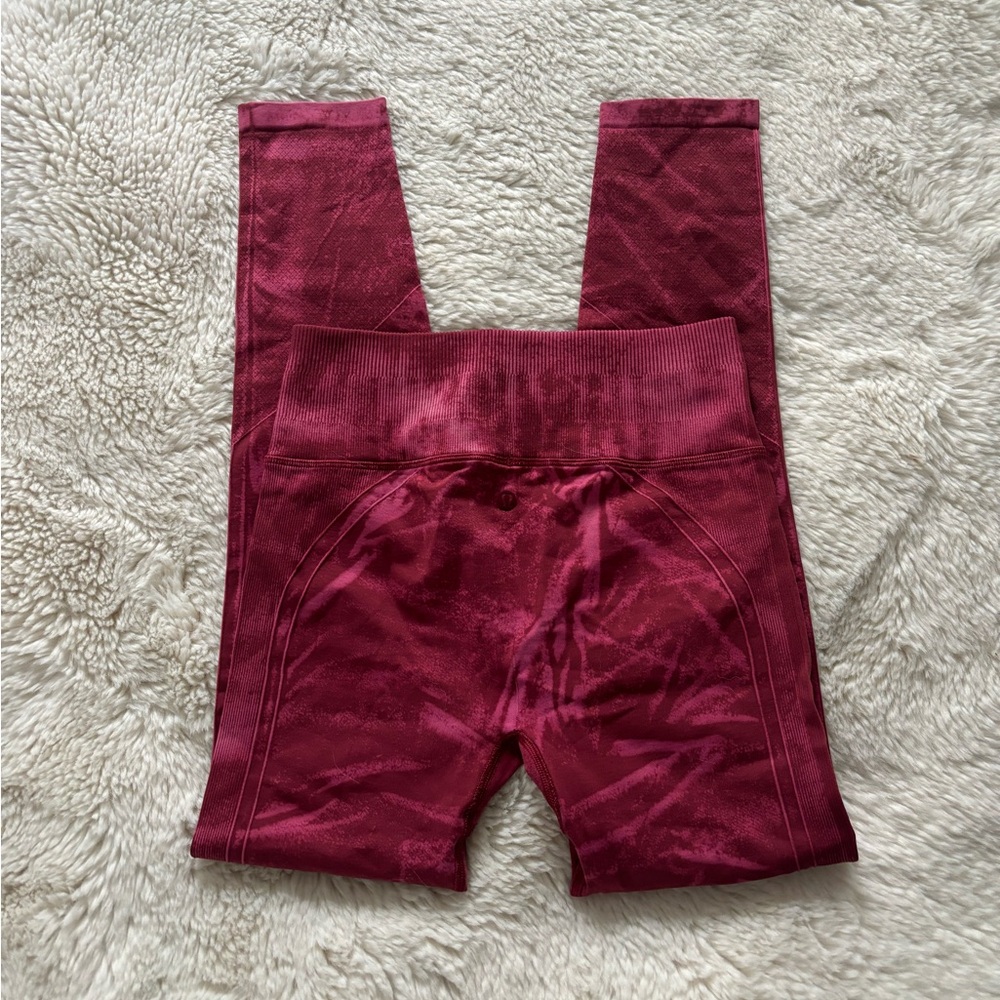 Lululemon Ebb To Street High Rise Leggings in Stone Wash Chianti Red/Pink